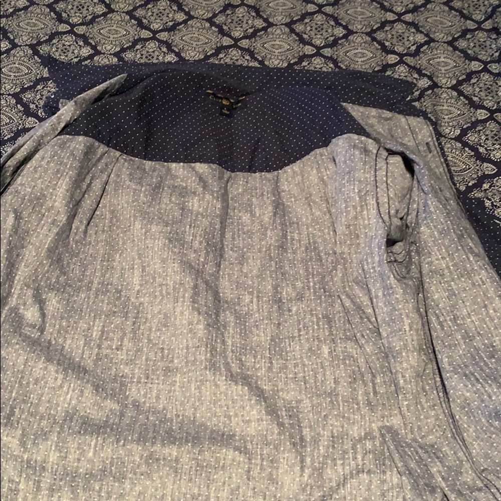 Club room button up dark blue poko dot